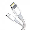 Кабель зарядный Baseus High Density Braided Data Cable Lightning-Type-C 20W 2 м White (CATLGD-A02), фото 3