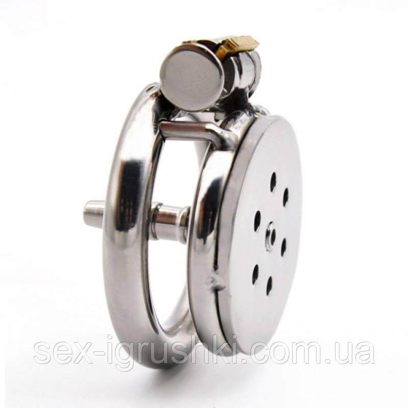 Плоский пояс вірності з катетером Stainless Steel Male Chastity Device IXI60437