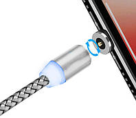 Магнітний кабель для зарядки айфона сріблястий шнур лайтнінг кабель 1 м шнур на айфон