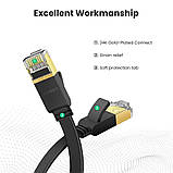 Патч-корд Ugreen мережевий кабель 10 Гбіт/с Ethernet RJ45 Cat 7 плоский 1М Black (NW107) 11260, фото 2