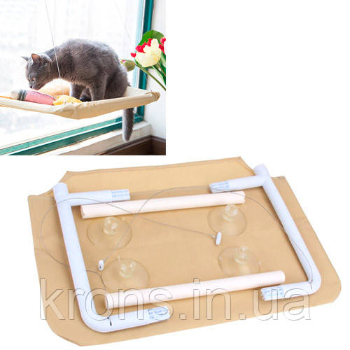 Гамак лежак на вікно віконний для кота котів лежанка до 15кг, фото 1