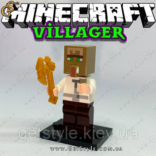 Фігурка Сільський мешканець із сокирою Майнкрафт Villager Minecraft 4.5 см