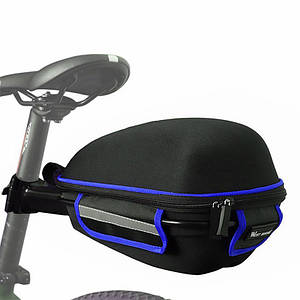 Багажник під сідло West Biking 0707151 Black + Blue для велосипеда з відбивачами + чехол
