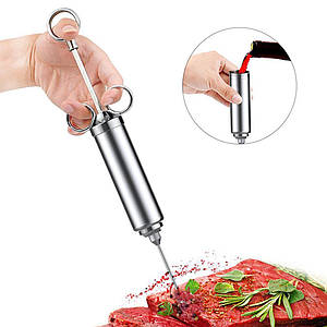 Шприц-маринатор Lesko металевий для м'яса кулінарний універсальний інжектор