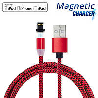 Магнитный кабель Lightning "X-Cable" 2А Красный, магнитный шнур для зарядки айфона - лайтнинг кабель 1 м (ST)
