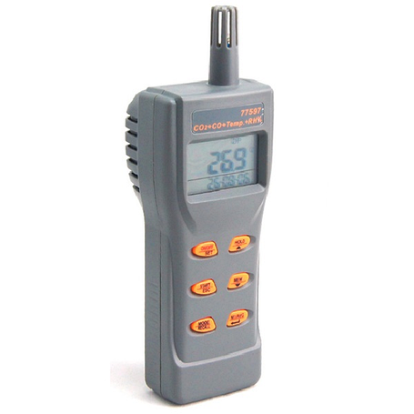 Портативний газовий аналізатор/термогігрометр (СО2,СО, RH, T) USB AZ-77597, фото 2