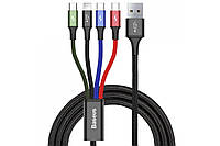 Кабель зарядный Baseus 4 в 1 Type-C-2 шт/ Micro USB/ Lightning 3.5А 1.2 м Black (CA1T4-Q01)