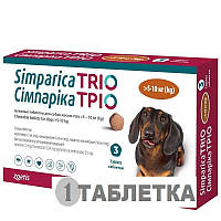 Симпарика Трио таблетки для собак 5-10 кг от блох, клещей и гельминтов 1 таблетка Zoetis