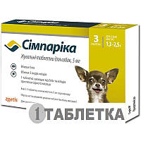 Симпарика таблетки от блох та клещей для собак весом 1,3-2,5кг, 5мг 1 таблетка