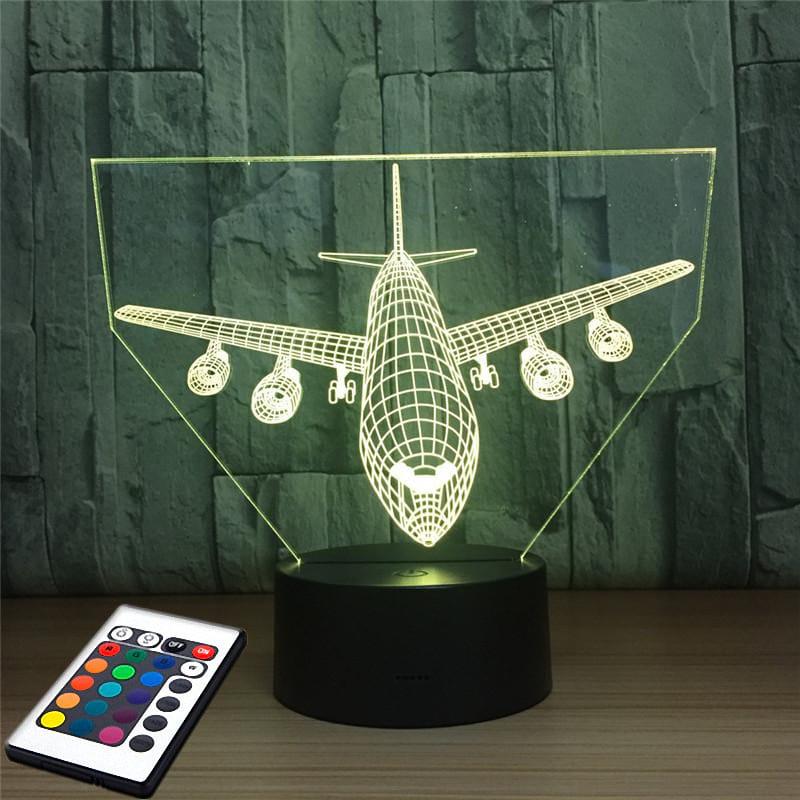 3D світильник з пультом і акумулятором 3D Lamp Літак (LP-59849)
