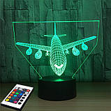 3D світильник з пультом і акумулятором 3D Lamp Літак (LP-59849), фото 5