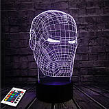 3D-світильник з пультом і акумулятором 3D Lamp Залізна людина (LP-59841), фото 6