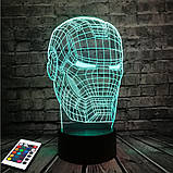 3D-світильник з пультом і акумулятором 3D Lamp Залізна людина (LP-59841), фото 7