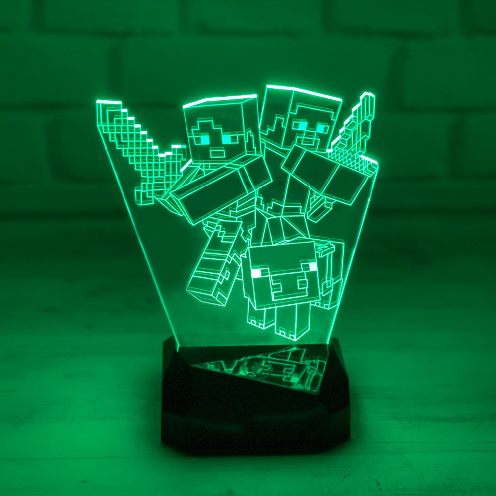 3D світильник з пультом і акумулятором 3D Lamp Майнкрафт (LP-33866), фото 1