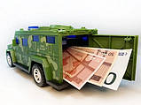 Військова машинка-копилка Military car ⁇ Дитячий сейф-іграшка ⁇ Копилка з купюроприймачем для дітей, фото 6