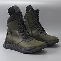 Полегшені тактичні берці на блискавки армейські черевики шкіра військові взуття хакі Rosso Avangard Himerua