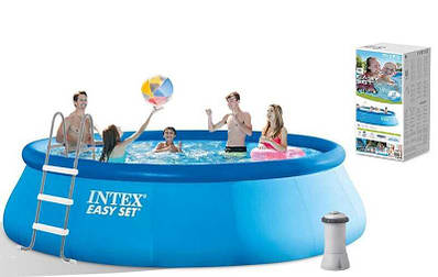 Басейн надувний тришаровий з фільтром і насосом 12т 457х107см. Intex / Басейни для дітей і дорослих