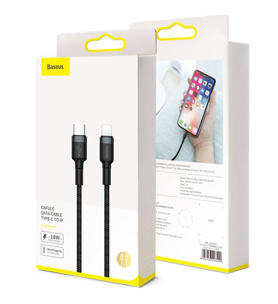 Кабель Baseus Cafule Flash Type-c to Lightning 20W Gray-Black CATLKLF-G1