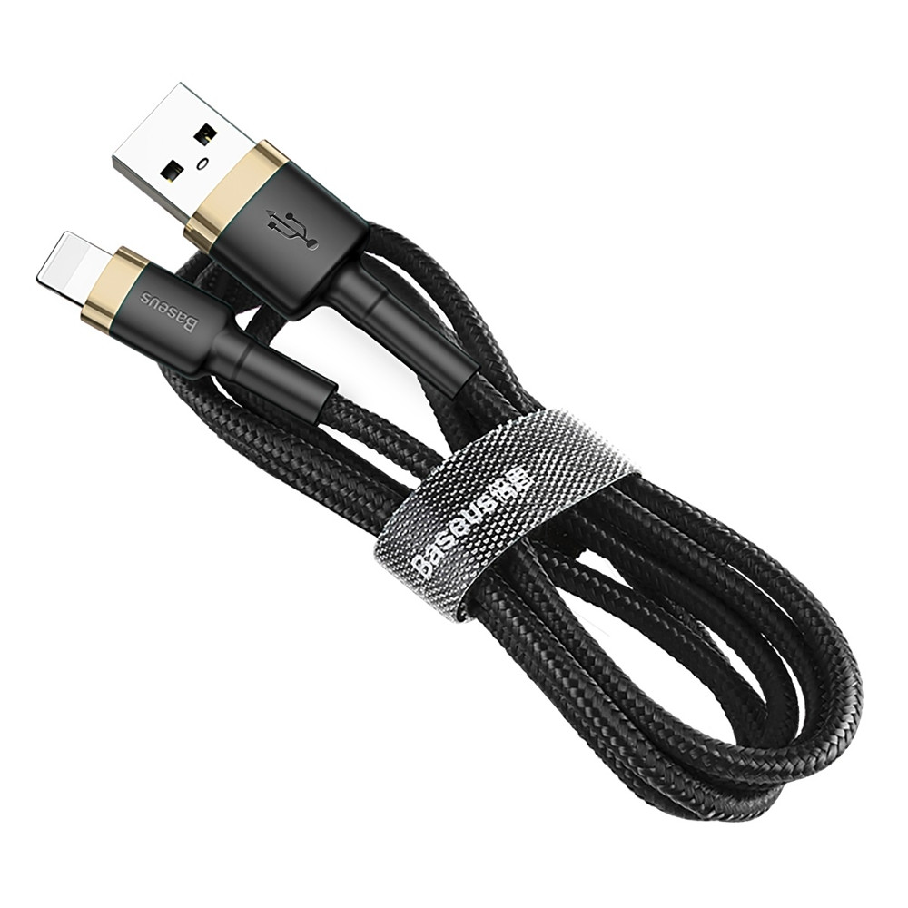 Кабель Baseus Cafule Lightning Cable 2.4A 1m Gold-Black Черный с золотым CALKLF-BV3, фото 2