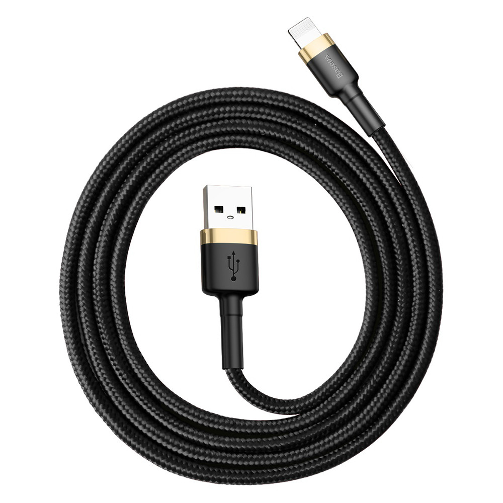 Кабель Baseus Cafule Lightning Cable 2.4A 1m Gold-Black Черный с золотым CALKLF-BV3, фото 3