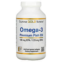 California Gold Nutrition, омега-3, рыбий жир премиального качества, 240 капсул из рыбьего желатина