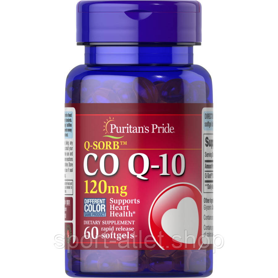 Натуральна добавка Puritan's Pride CO Q10 120 mg, 60 капсул, фото 1