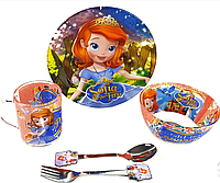 Детский набор стеклянной посуды для кормления Прекрасная София 5 предметов Metr+