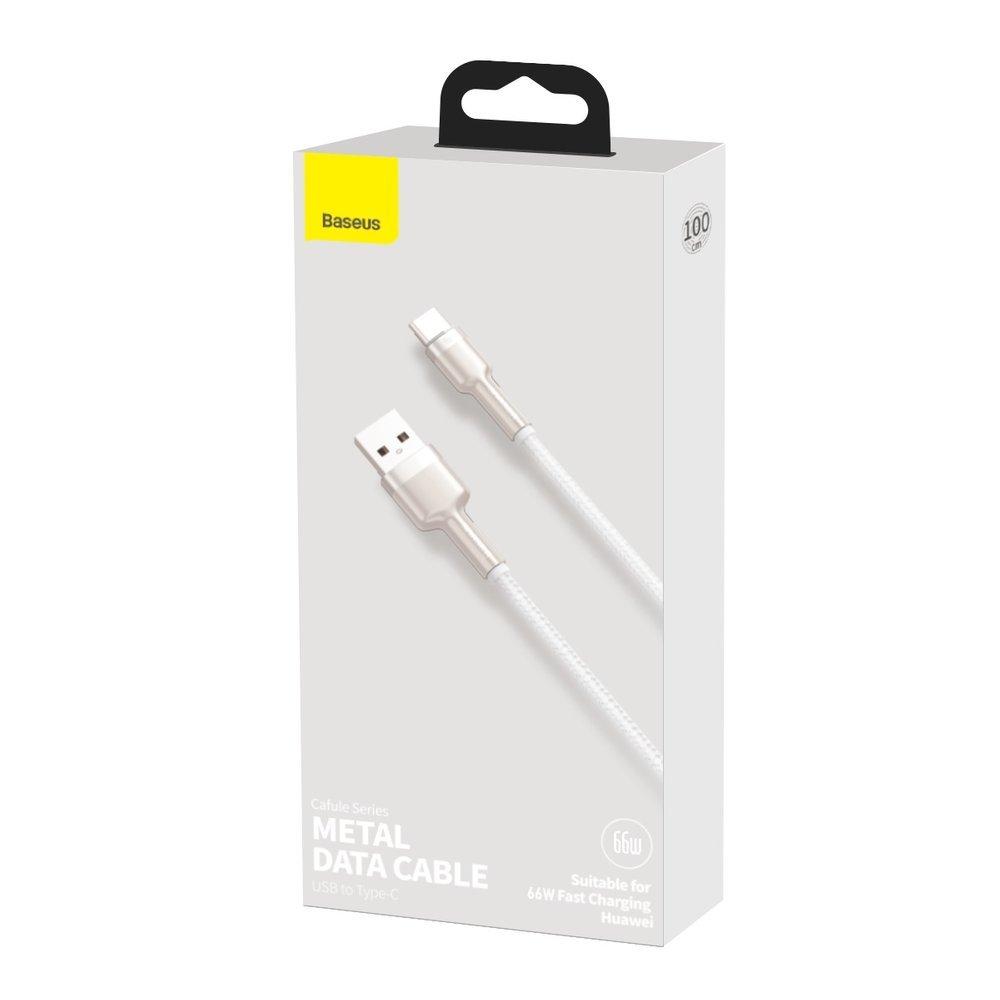 Кабель із швидкою зарядкою Baseus Cafule Series Metal Type-c 66W 1M White Білий CAKF000102, фото 1