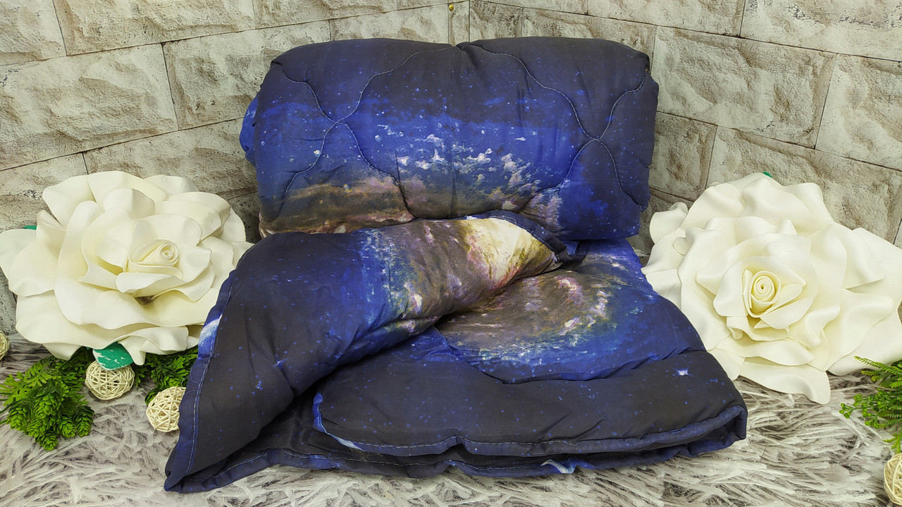 Ковдра двоспальний розмір 180х210 см тканина полікотон наповнювач штучна овчина О-1064