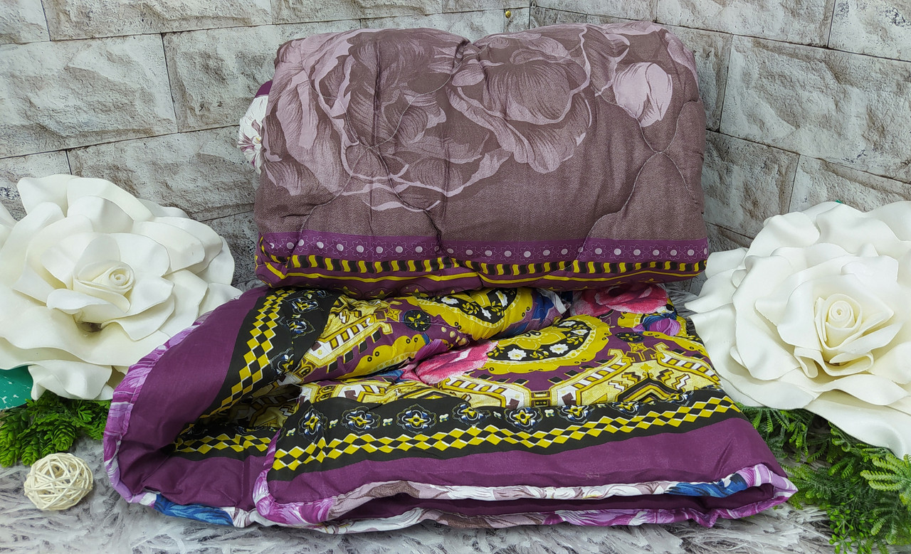 Ковдра двоспальний розмір 180х210 см тканина полікотон наповнювач штучна овчина О-1066