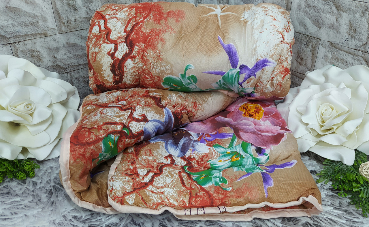 Ковдра двоспальний розмір 180х210 см тканина полікотон наповнювач подвійний силікон 100% О-1060