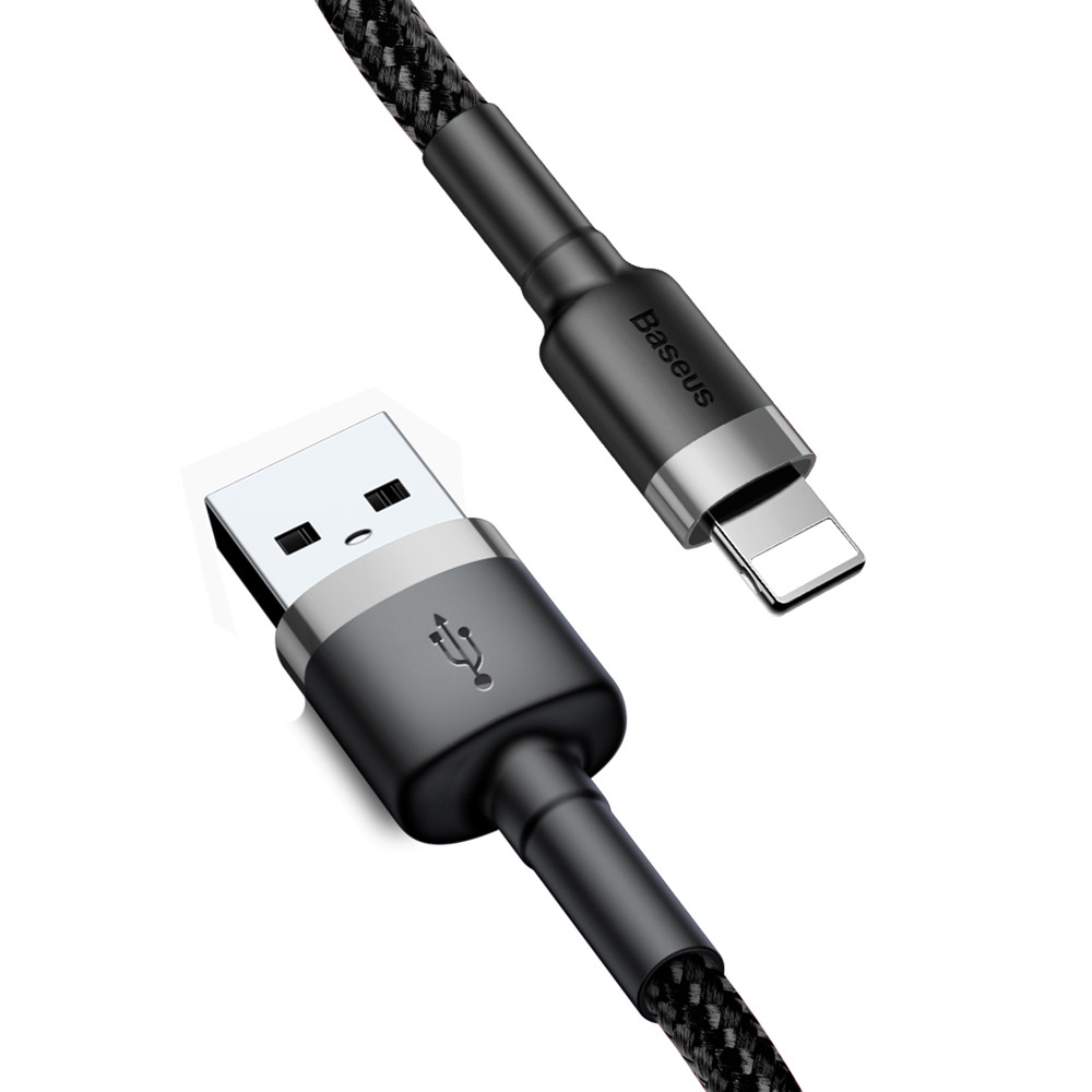 Кабель Baseus Cafule Special Edition Lightning Cable 2.4A 1m Gray-Black CALKLF-GG1, фото 5