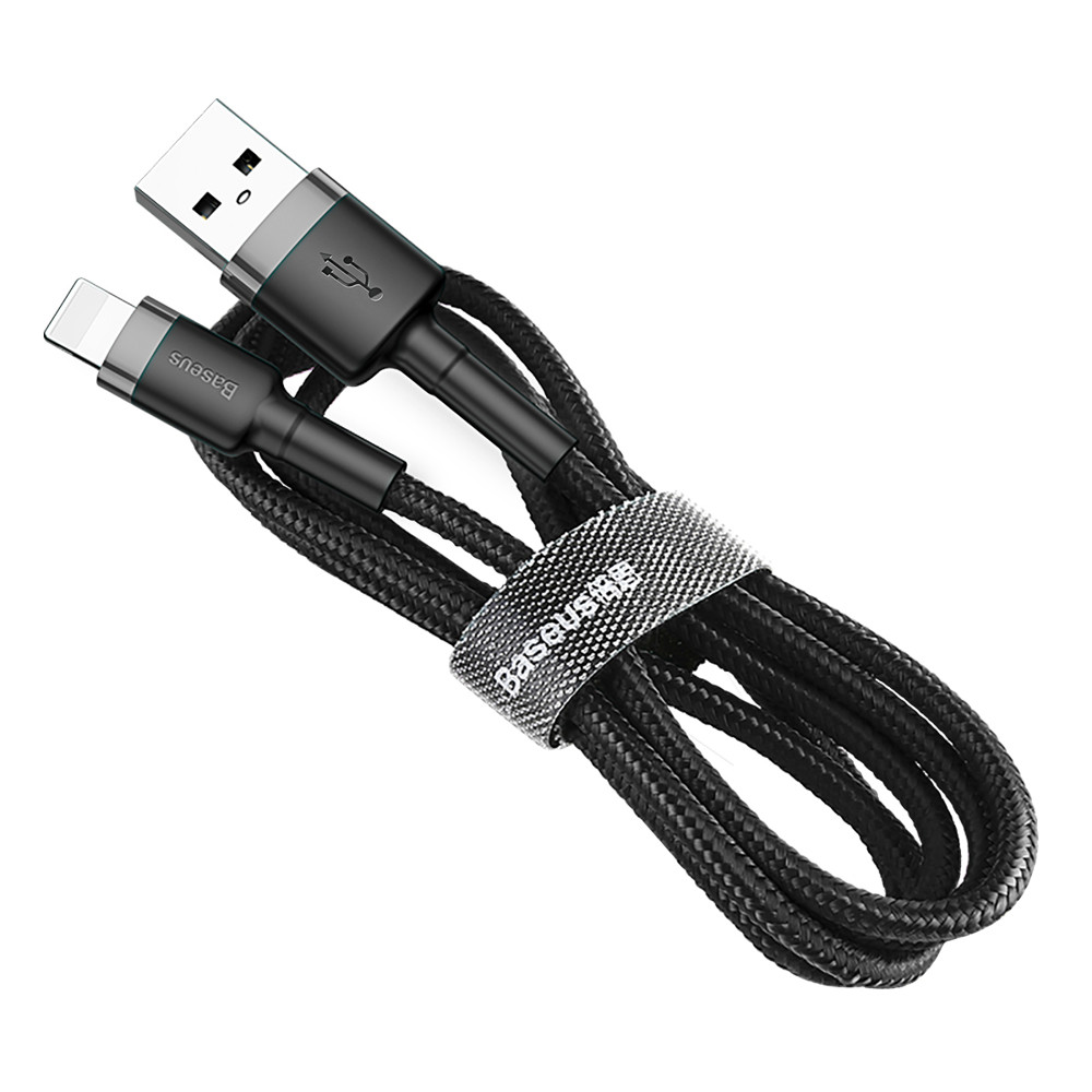 Кабель Baseus Cafule Special Edition Lightning Cable 2.4A 1m Gray-Black CALKLF-GG1, фото 2