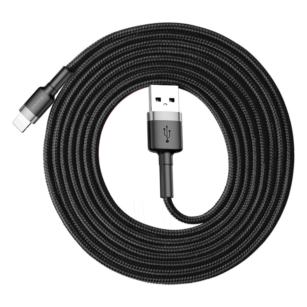 Кабель Baseus Cafule Special Edition Lightning Cable 2.4A 1m Gray-Black CALKLF-GG1, фото 3