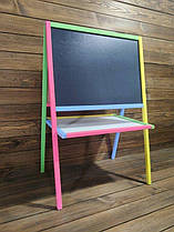 Мольберт дитячій двосторонній магнітний різнокольоровий, дошка для малювання, для крейди, маркерів і магнітів 3в1.