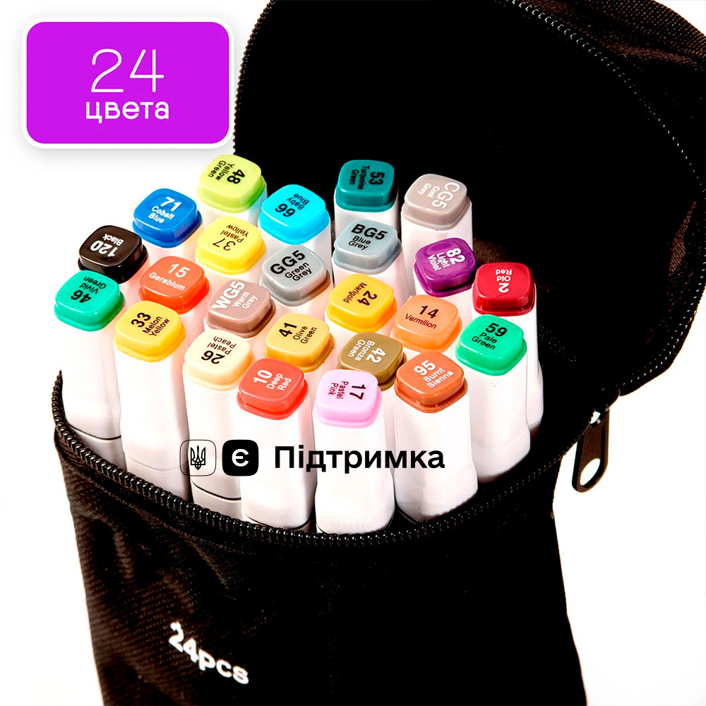 Набор двухсторонних маркеров Touch 24 цвета для рисования и скетчинга на спиртовой основе, Видеообзор!