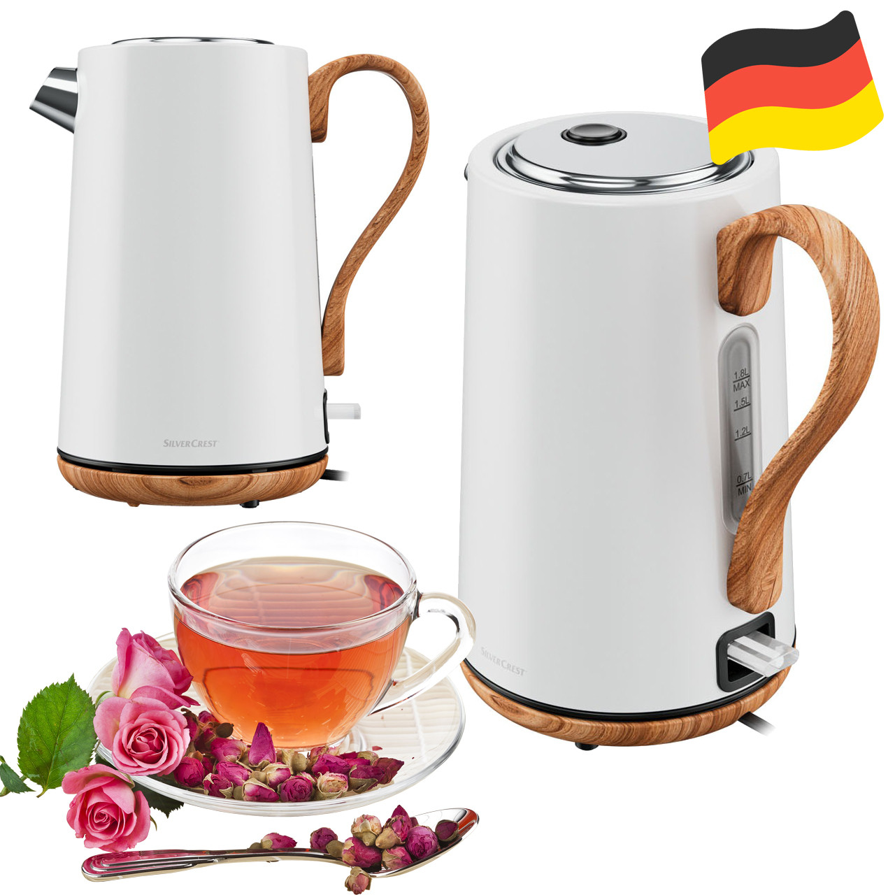 Електрочайник SilverCrest SWKH 3000 B2 White (STRIX, 1.7 л, 31000 Вт, Німеччина), фото 1