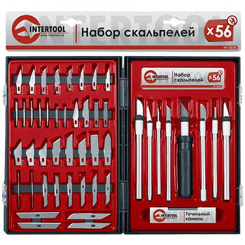 Набір скальпелів Intertool 56 одиниць в пластиковому футлярі Intertool HT-0530