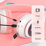 Навушники дитячі бездротові з котячими вушками Котики STN-28 Bluetooth-навушники Рожевий колір, фото 6