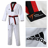 Добок для тхеквондо Adidas ADI-CLUB кимоно для таеквондо Адидас с красно-черным воротом с лицензией WT