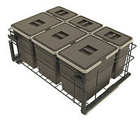 Система для отходов F3M: Графит, вёдра 3 х15+3х6 литров секция W=800 мм направляющие скрытого монтажа Made in