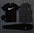 Чоловічий спортивний костюм Nike 3в1 весняний осінній he Комплект чоловічої Найк жилетка+штани+кепка чорний, фото 4