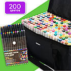 Маркери двобічні Touch 200 кольорів і набір лайнерів 24 кольори для мініатюр і скетчів, набір фломастерів, фото 2