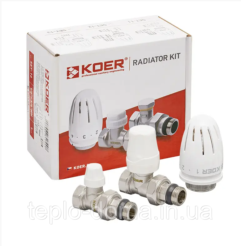 Комплект для з' єднання радіатора KOER SET-12 - 1/2"x1/2" (прямий) з термоголовкою ВН