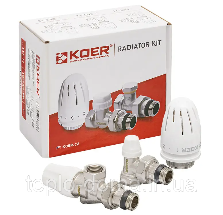 Комплект для з' єднання радіатора KOER SET-13 - 1/2"x1/2" (особа) з термоголовкою ВН