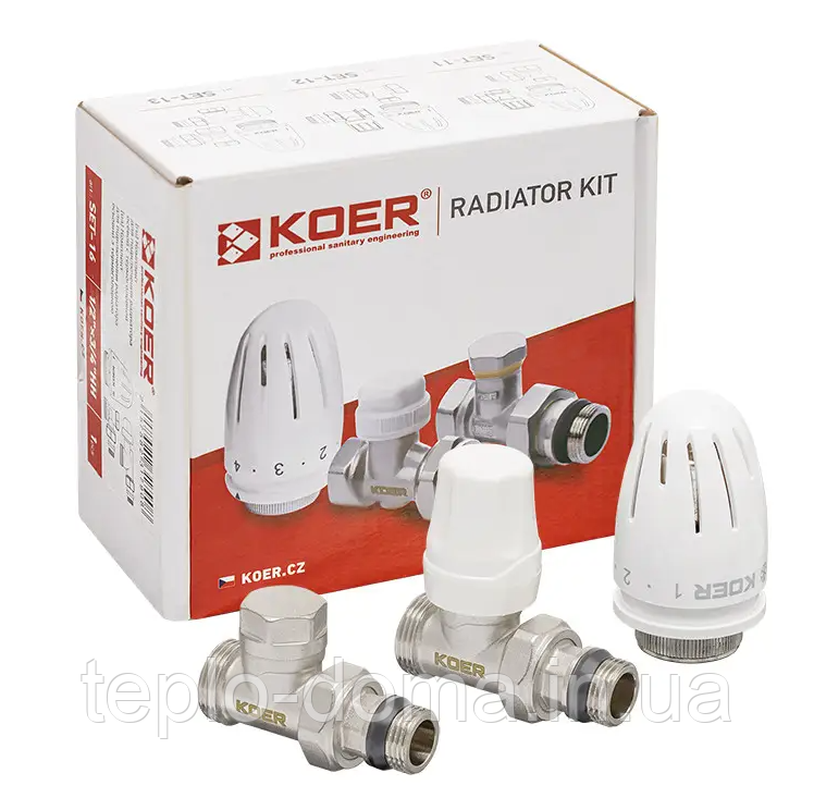 Комплект для з' єднання радіатора KOER SET-15 - 1/2 "x3/4" (прямий) з термоголовкою НН
