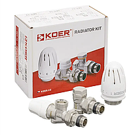 Комплект для з' єднання радіатора KOER SET-16 - 1/2"x3/4 з термоголовкою НН