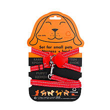 Шлея з повідцем 30-45 см нейлон Dog Extremе червона для цуценят, кошенят, гризунів