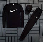 Чоловічий спортивний костюм Nike 3в1 весняний осінній he Комплект чоловічої Найк жилетка+штани+кепка чорний, фото 10