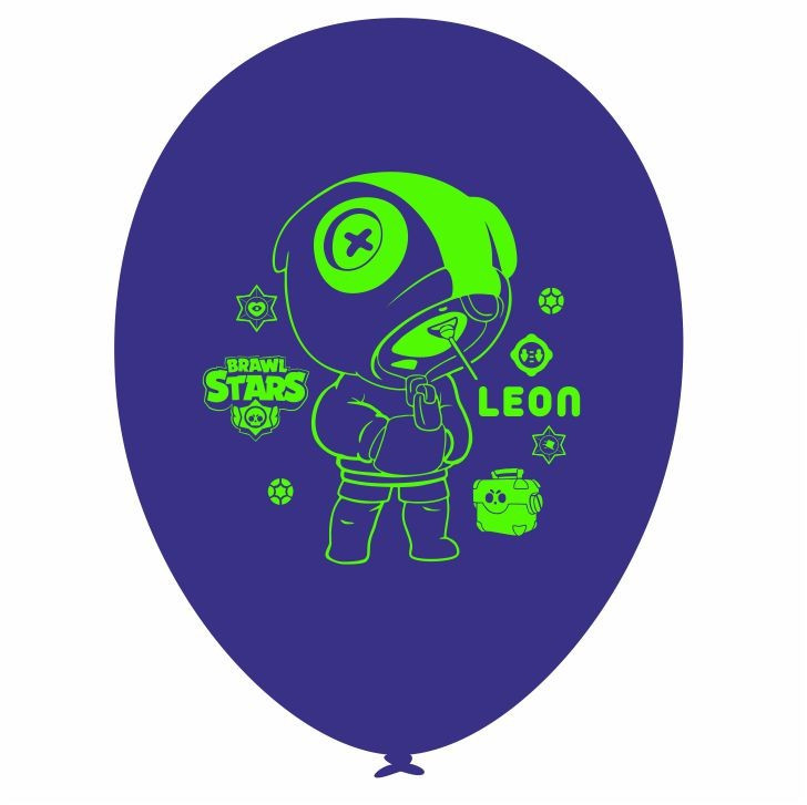 Латексна кулька з малюнком Бравл старс Leon синій темний 105 12" 30см Belbal ТМ "Star"